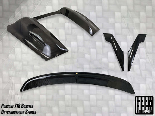 Porsche 718 Boxster Base S T GTS Convertible 2017-ON with Aftermarket Parts - Tonneau Cover and Wing Carbon Fiber from Geex Village