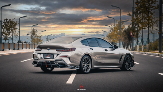 BMW 8 Series M850i 840i (With M-Package Bumper) G14 G15 G16 2018 2019 2020 2021 2022 2023 2024 with Aftermarket Parts - AE Rear Diffuser & Canards Carbon Fiber from ArmorExtend