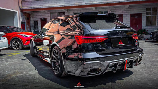 Audi RS6 C8 2020 2021 2022 2023 2024 & RS7 C8 2020 2021 2022 2023 2024 with Aftermarket Parts - AE Rear Diffuser & Canards Carbon Fiber from ArmorExtend