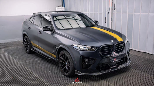 BMW X5M X5MC F95 & X6M X6MC F96 2024-ON (LCI) With Aftermarket Parts - AE Style Front Lip Carbon Fiber from ArmorExtend