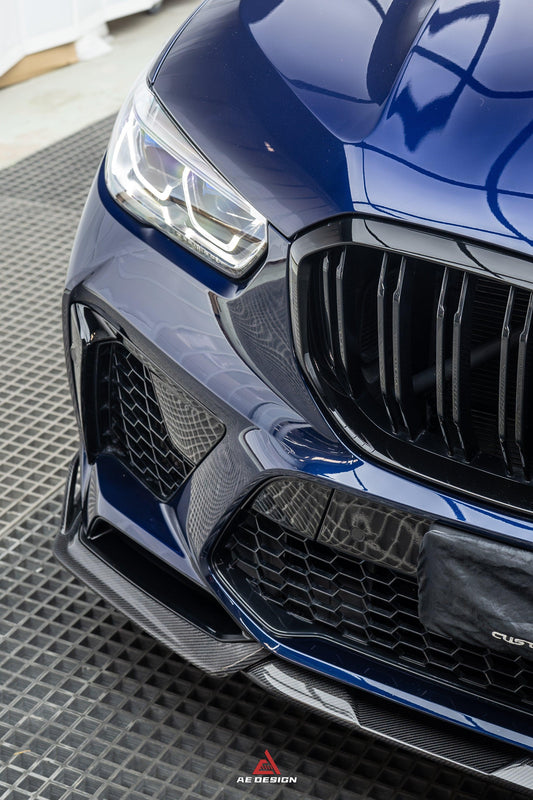 BWM X5M X5MC F95 Pre-LCI 2020 2021 2022 2023 with Aftermarket Parts - AE Style Front Lip Carbon Fiber from ArmorExtend