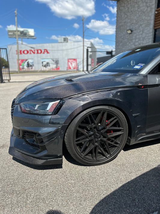 Audi RS5 B9 2018 2019 2020 with Aftermarket Parts - Front Canards Pre-preg Carbon Fiber from Karbel Carbon