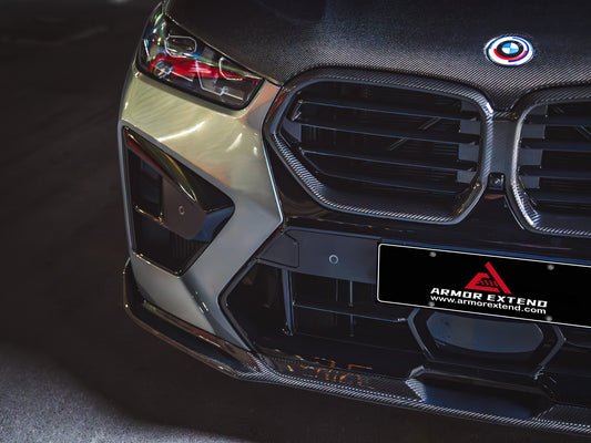 BMW X5M X5MC F95 & X6M X6MC F96 2024-ON (LCI) With Aftermarket Parts - AE Style Front Lip Carbon Fiber from ArmorExtend