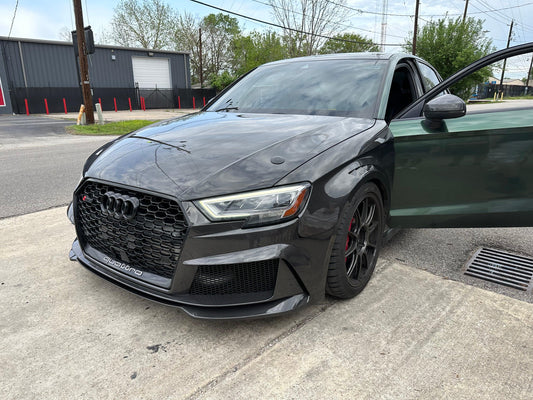 Audi S3 A3 8V.5 2017 2018 2019 2020 with Aftermarket Parts - Front Bumper Pre-preg Carbon Fiber from Karbel Carbon