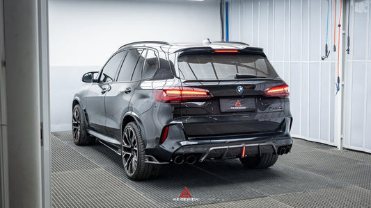 BMW X5M X5MC F95 (Fits Both Pre-LCI & LCI) 2020 2021 2022 2023 2024 & X6M X6MC F96 (Fits Both Pre-LCI & LCI) 2020 2021 2022 2023 2024 with Aftermarket Parts - AE Style Rear Diffuser & Canards Carbon Fiber from ArmorExtend