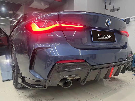 BMW 4 series 430i M440i G22 G23 2020-ON with Aftermarket Parts - Rear Diffuser & Canards Pre-preg Carbon Fiber from Karbel Carbon