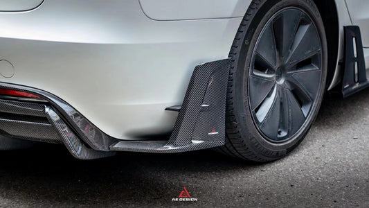 Tesla Model 3 Highland / Performance 2024-ON with Aftermarket Parts - AE Style Rear Diffuser & Canards Carbon Fiber from ArmorExtend