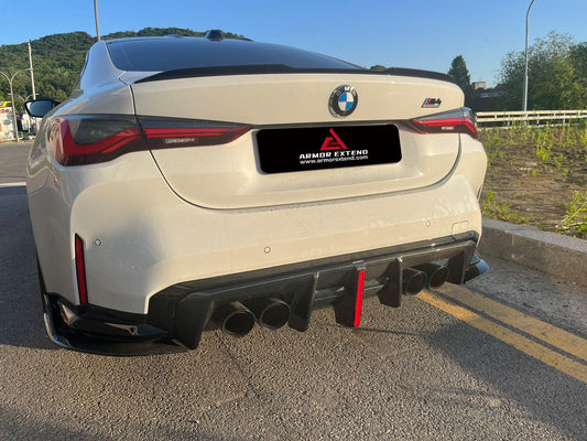 BMW M3 G80 G81 2021 2022 2023 2024 & M4 G82 G83 2021 2022 2023 2024 with Aftermarket Parts - AE V2 Style Rear Diffuser & Canards Carbon Fiber from  ArmorExtend