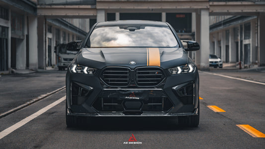 BMW X5M X5MC F95 & X6M X6MC F96 2024-ON (LCI) With Aftermarket Parts - AE Style Front Lip Carbon Fiber from ArmorExtend