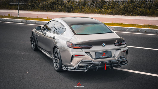 BMW 8 Series M850i 840i (With M-Package Bumper) G14 G15 G16 2018 2019 2020 2021 2022 2023 2024 with Aftermarket Parts - AE Rear Diffuser & Canards Carbon Fiber from ArmorExtend