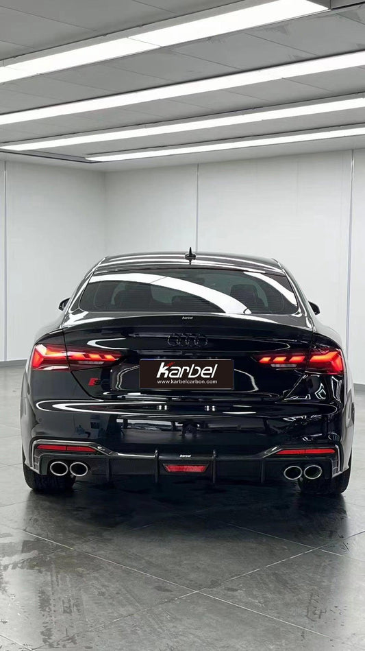 Audi S5 A5 (with s-line bumper, does not base model) B9.5 2020 2021 2022 2023 2024 with Aftermarket Parts - Rear Diffuser Pre-preg Carbon Fiber from Karbel Carbon