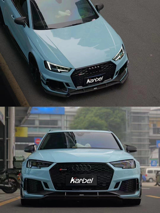 Audi RS4 B9 / B9.5 2018 2019 2020 2021 2022 2023 2024 with Aftermarket Parts - Front Canards Pre-preg Carbon Fiber from Karbel Carbon