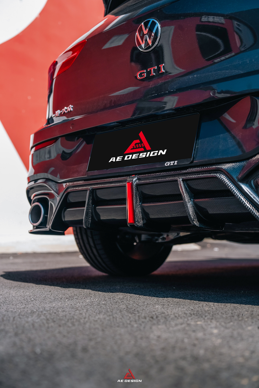 Volkswagen GTI & R-line MK8 2022 2023 2024 with Aftermarket Parts - AE Rear Diffuser Carbon Fiber from ArmorExtend