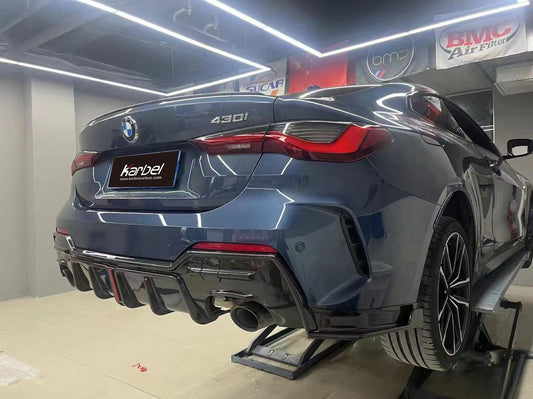 BMW 4 series 430i M440i G22 G23 2020-ON with Aftermarket Parts - Rear Diffuser & Canards Pre-preg Carbon Fiber from Karbel Carbon