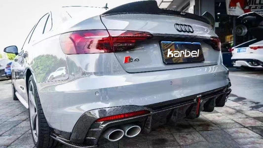 Audi S4 B9.5 2020-ON with Aftermarket Parts - Rear Diffuser & Canards V1 Style Pre-preg Carbon Fiber from Karbel Carbon