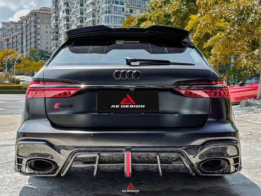 Audi RS6 C8 2020 2021 2022 2023 2024 & RS7 C8 2020 2021 2022 2023 2024 with Aftermarket Parts - AE Rear Diffuser & Canards Carbon Fiber from ArmorExtend