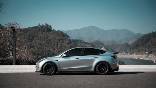 Tesla Model Y Performance AWD Long Range RWD Standard 2020 2021 2023 2024 with Aftermarket Parts - "CRYPTON" Side Skirts Carbon Fiber / FRP from Robot Craftsman