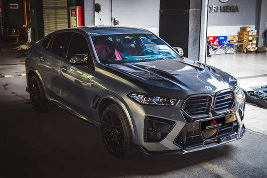 BMW X5M X5MC F95 & X6M X6MC F96 2024-ON (LCI) With Aftermarket Parts - AE Style Front Lip Carbon Fiber from ArmorExtend