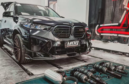 BMW X5M X5MC F95 & X6M X6MC F96 2024-ON (LCI) With Aftermarket Parts - AE Style Front Lip Carbon Fiber from ArmorExtend