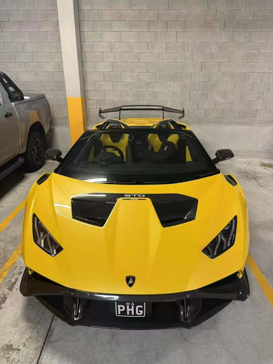 Lamborghini Huracan STO 2021 2022 2023 2024 with Aftermarket Parts - 1:1 STO OEM Style Hood Vent Trim Pre-preg Carbon Fiber / FRP from Aero Republic