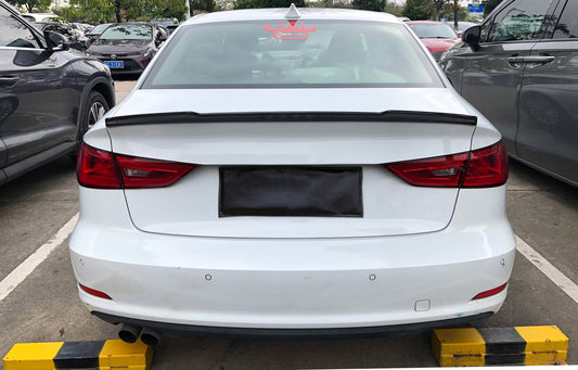 Audi S3 A3 8V 2014 2015 2016 2017 2018 2019 2020 2021 2022 2023 2024 with Aftermarket Parts - V Style Rear Lip Spoiler Pre-preg Carbon from Aero Republic