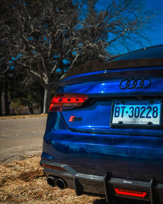 Audi RS5 S5 A5 B8 B8.5 Sportback Sedan 2008 2009 2010 2011 2012 2013 2014 2015 2016 with Aftermarket Parts - PSM Style Rear Lip Spoiler Carbon Fiber from Aero Republic