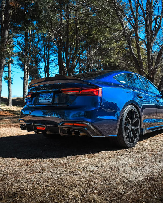 Audi RS5 S5 A5 B8 B8.5 Sportback Sedan 2008 2009 2010 2011 2012 2013 2014 2015 2016 with Aftermarket Parts - PSM Style Rear Lip Spoiler Carbon Fiber from Aero Republic