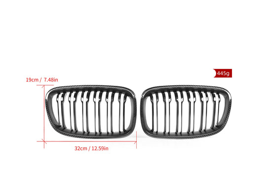 BMW 1 Series 135i 125i 118i 116i 114i 125d 120d 118d 116d 114d F20 Pre-LCI 2012 2013 2014 with Aftermarket Parts - Dual Slat Front Kidney Grill Pre-preg Carbon Fiber from Aero Republic