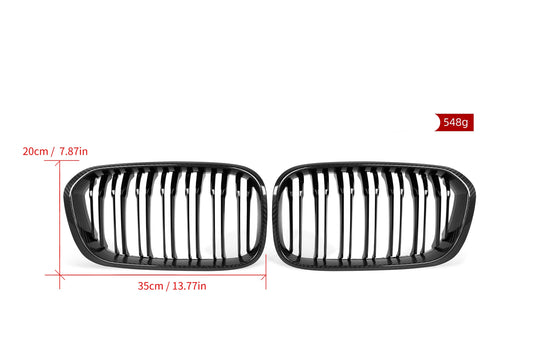 BMW 1 Series 140i 2016-2019 & 125i 120i 118i 116i 125d 120d 118d 116d 114d F20 LCI 2015 2016 2017 2018 2019 with Aftermarket Parts - Dual Slat Front Kidney Grill Pre-preg Carbon Fiber from Aero Republic