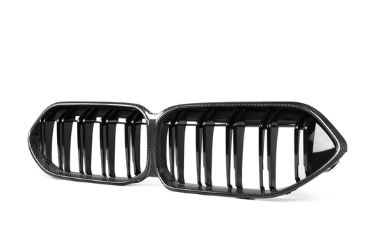 BMW 2 Series 228 M235 F44  2020 2021 2022 2023 2024 (Fits both Pre-LCI and LCI) with Aftermarket Parts - Dual Slat Front Kidney Grill Pre-preg Carbon Fiber from Aero Republic