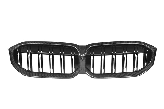 BMW 3 Series M340 330 320 G20 G21 LCI 2023 2024 with Aftermarket Parts - Dual Slat Front Kidney Grill Pre-preg Carbon Fiber from Aero Republic