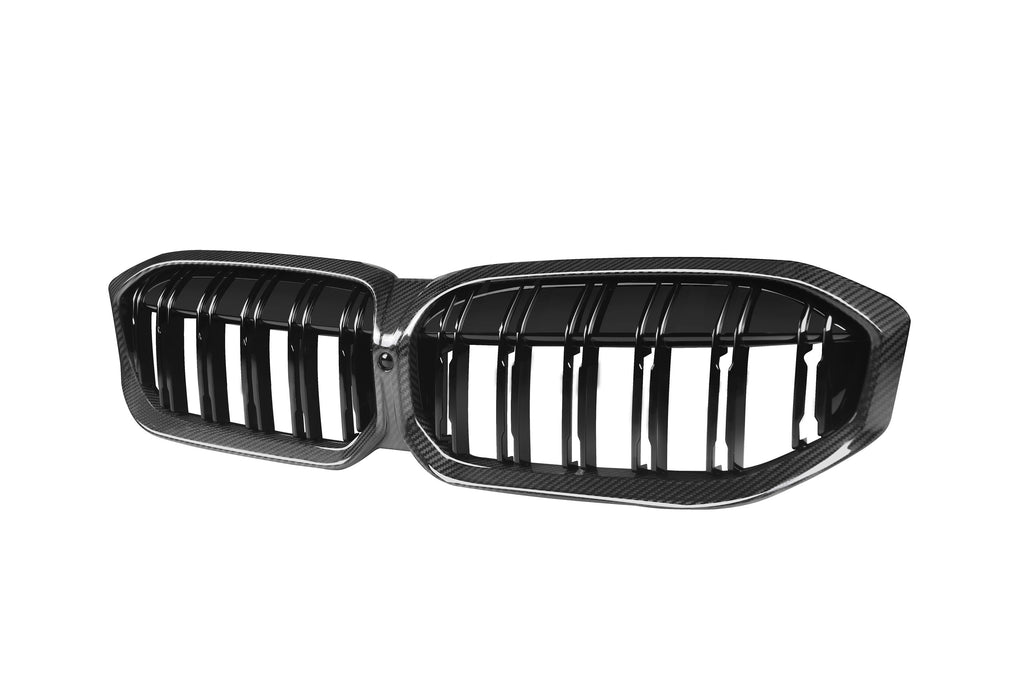 BMW 3 Series M340 330 320 G20 G21 LCI 2023 2024 with Aftermarket Parts - Dual Slat Front Kidney Grill Pre-preg Carbon Fiber from Aero Republic