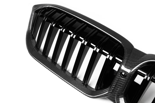 BMW 3 Series M340 330 320 G20 G21 LCI 2023 2024 with Aftermarket Parts - Single Slat Front Kidney Grill Pre-preg Carbon Fiber from Aero Republic