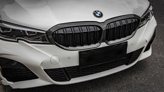 BMW 3 Series M340 330 320 G20 G21 Pre-LCI 2019 2020 2021 2022 with Aftermarket Parts - Dual Slat Front Kidney Grill Pre-preg Carbon Fiber from Aero Republic