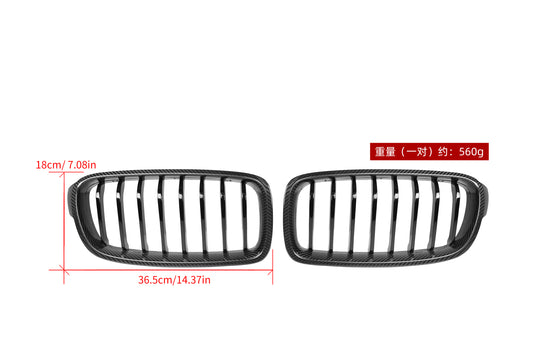 BMW 3 Series M340 340 335 330 328 320 F30 F31 2013 2014 2015 2016 2017 2018 2019 2020 with Aftermarket Parts - Single Slat Front Kidney Grill Pre-preg Carbon Fiber from Aero Republic