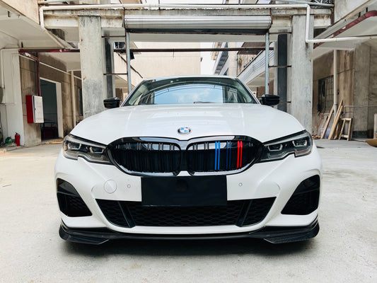 BMW 3 Series M340i 330i (With M-package Bumper, Does Not Fit Base Model Bumper) Pre-LCI G20 G21 2019 2020 2021 2022 with Aftermarket Parts - MP Sports Front Lip Pre-preg Carbon Fiber from Aero Republic