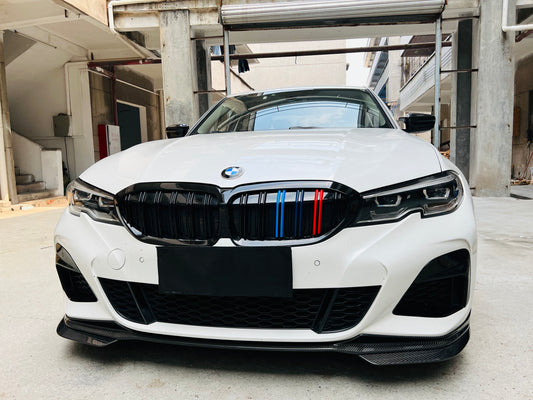 BMW 3 Series M340i 330i (With M-package Bumper, Does Not Fit Base Model Bumper) Pre-LCI G20 G21 2019 2020 2021 2022 with Aftermarket Parts - MP Sports Front Lip Pre-preg Carbon Fiber from Aero Republic