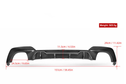 BMW 3 Series M340i 330i (With M-package Bumper, Does Not Fit Base Model Bumper) Pre-LCI G20 G21 2019 2020 2021 2022 with Aftermarket Parts - MP Sports Rear Diffuser Pre-preg Carbon Fiber from Aero Republic