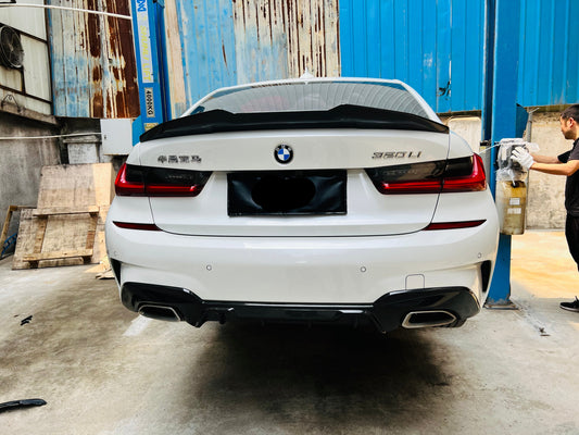 BMW 3 Series M340i 330i (With M-package Bumper, Does Not Fit Base Model Bumper) Pre-LCI G20 G21 2019 2020 2021 2022 with Aftermarket Parts - MP Sports Rear Diffuser Pre-preg Carbon Fiber from Aero Republic