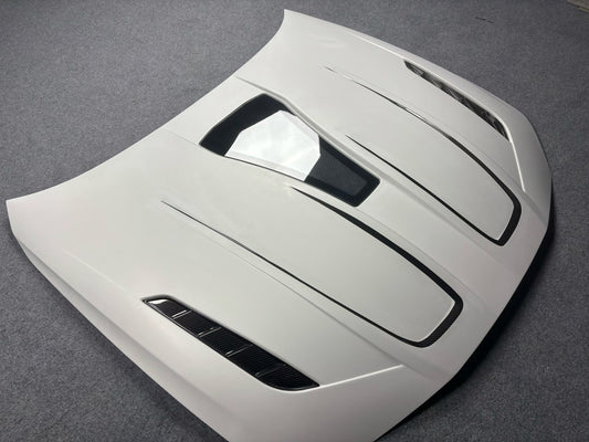 BMW 4 Series M440 430 G22 G23 2020-ON &amp; 4 Series M440 430 G26 2020-ON with Aftermarket Parts - V3 Tempered Glass Clearview Hood Dry Pre-preg Carbon Fiber from Aero Republic