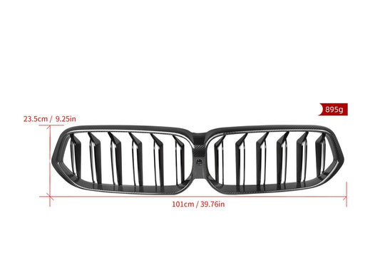 BMW 6 Series Gran Turismo GT 640i 630i 640d 630d xDrive 620d LCI G32 2021 2022 2023 with Aftermarket Parts - Dual Slat Front Kidney Grill Pre-preg Carbon Fiber from Aero Republic