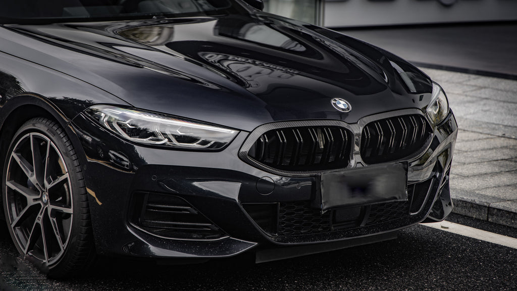 BMW 8 Series M850 840 G14 G15 G16 LCI 2023 2024 with Aftermarket Parts - Dual Slat Front Kidney Grill Pre-preg Carbon Fiber from Aero Republic