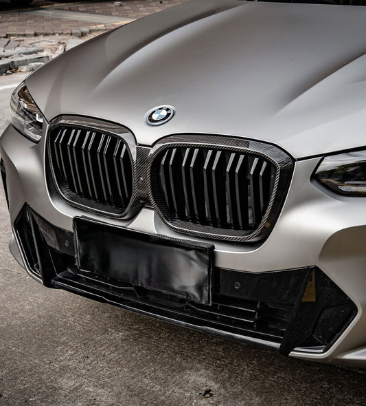 BMW IX3 BEV G08 LCI 2022-ON with Aftermarket Parts - Dual Slat Front Kidney Grill Carbon Fiber from Aero Republic