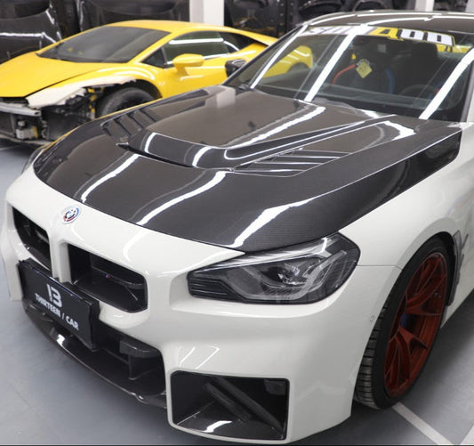 BMW M2C M2 G87 2023-ON & 2 Series M240i 230i G42 2022-ON with Aftermarket Parts - Vor Style Hood Dry Pre-preg Carbon Fiber from Aero Republic