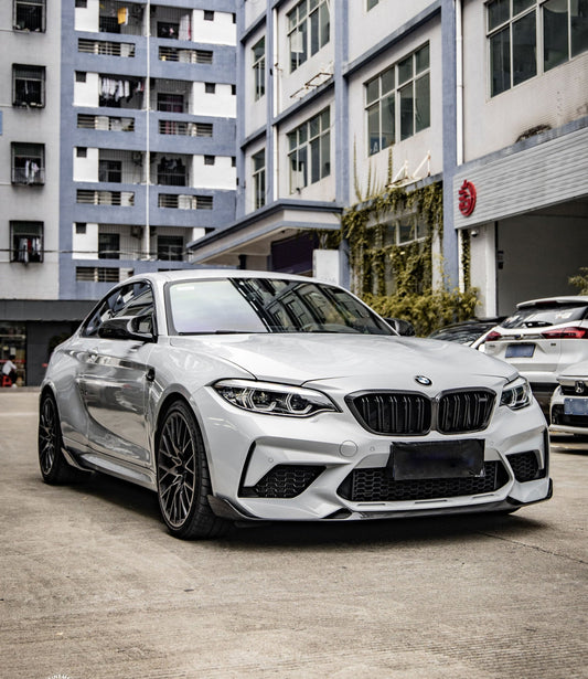 BMW M2 Competition M2C F87 2019 2020 2021 with Aftermarket Parts - MP Style Front Lip Pre-preg Carbon Fiber from Aero Republic