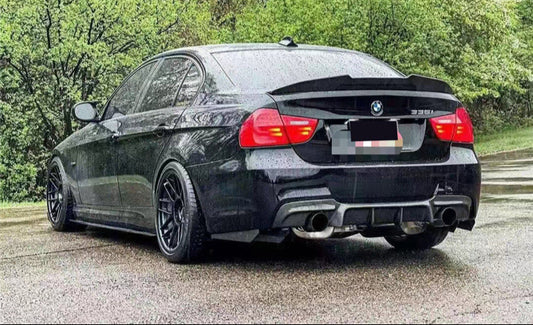 BMW M3 E90 2007 2008 2009 2010 2011 2012 2013 & 3 Series E90 (Both Fits Pre-LCI & LCI) 2006 2007 2008 2009 2010 2011 2012 with Aftermarket Parts - PSM Style Rear Lip Spoiler Carbon Fiber from Aero Republic
