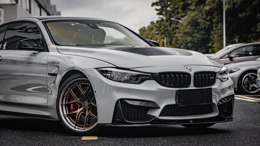 BMW M3 M3C M3CS F80 F81 2014 2015 2016 2017 2018 & M4 M4C M4CS M4CSL F82 F83 2014 2015 2016 2017 2018 2019 2020 with Aftermarket Parts - MP Style Front Lip Pre-preg Carbon Fiber from Aero Republic