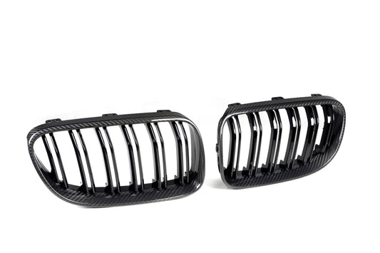 BMW M3 E92 E93 LCI 2009 2010 2011 2012 with Aftermarket Parts - Dual Slat Front Kidney Grill Pre-preg Carbon Fiber from Aero Republic