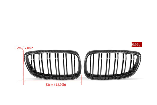 BMW M3 E92 E93 Pre-LCI 2006 2007 2008 with Aftermarket Parts - Dual Slat Front Kidney Grill Pre-preg Carbon Fiber from Aero Republic