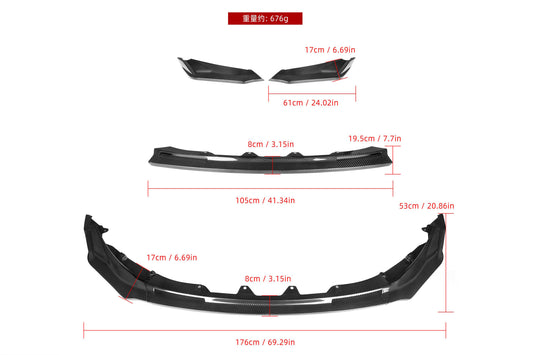 BMW M3 M3C M3CS G80 G81 2021 2022 2023 2024 & M4 M4C M4CS G82 G83 2021 2022 2023 2024 with Aftermarket Parts - V Style Front Lip Pre-preg Carbon Fiber from Aero Republic